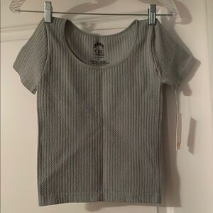 C&C California Green Ribbed Fitted Short Sleeve Tee